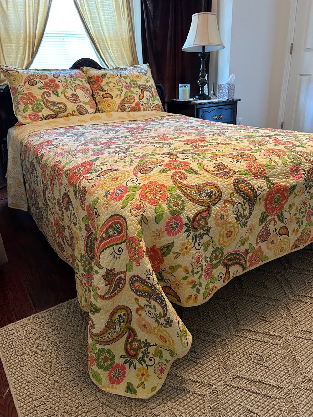 Greenland Home Fashions Floral Paisley Quilted Bedspread Set , Multi col.90”x90”
